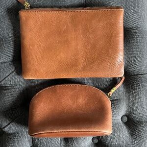 Madewell leather zip pouch wallet and cosmetic pouch